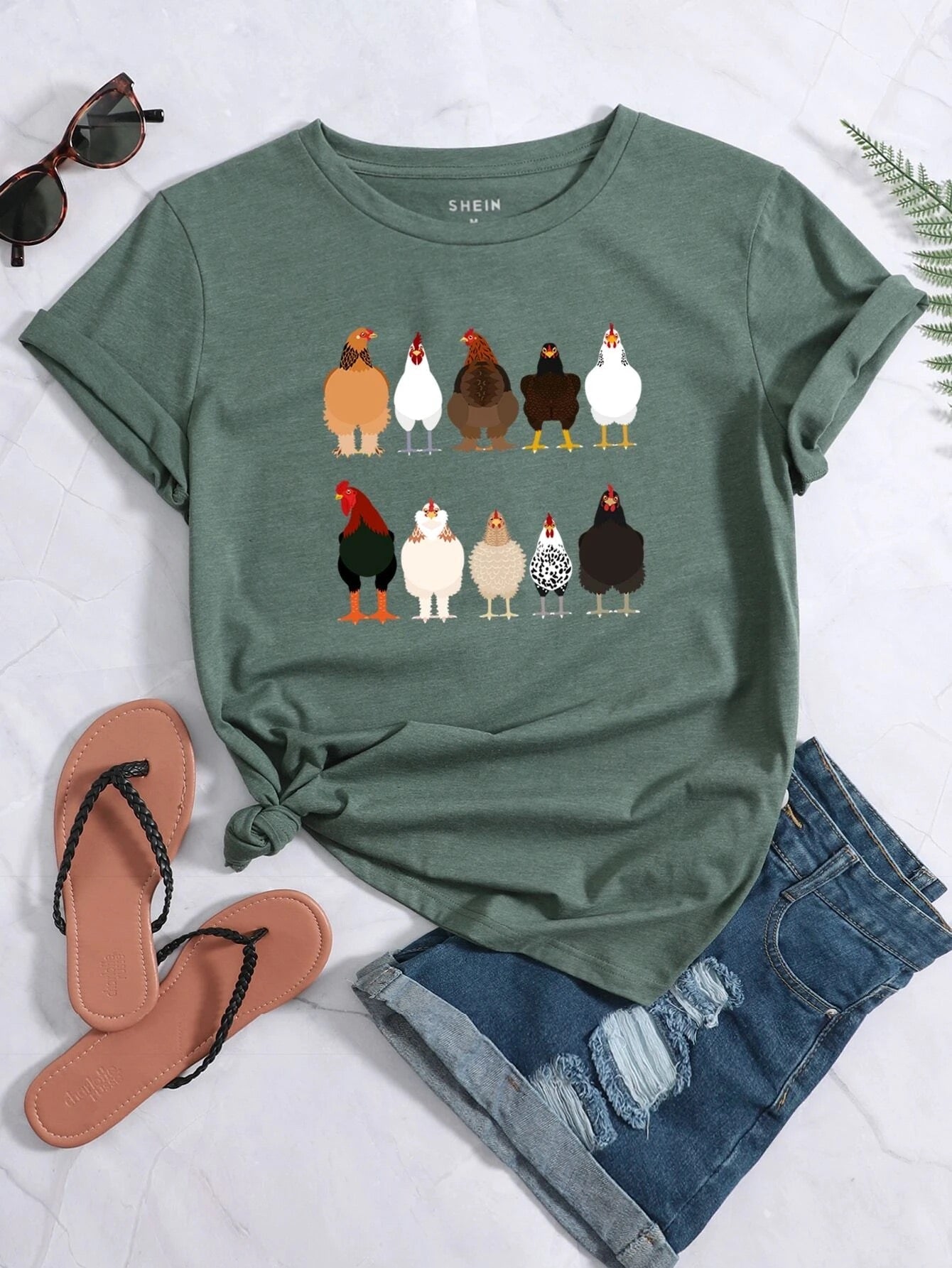 T-shirt à imprimé coq